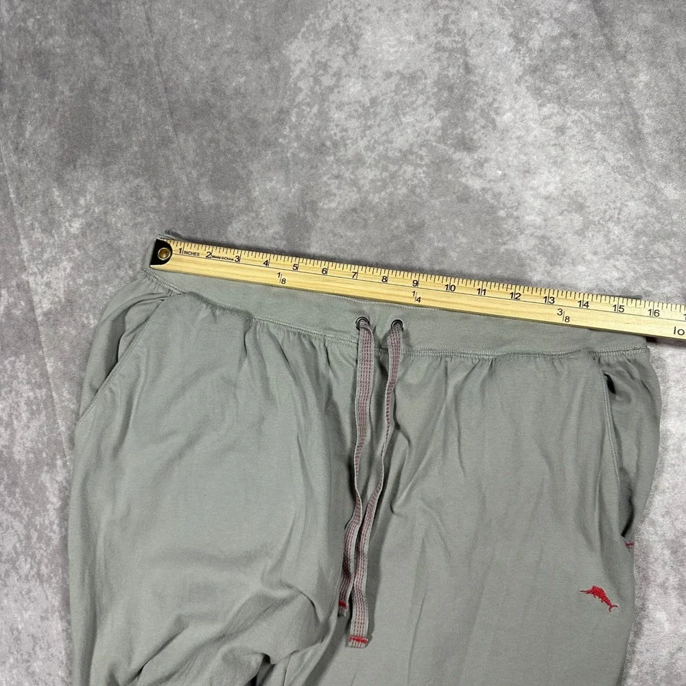 Tommy Bahama Mens Gray Cotton Lounge Pants Large Drawstring Marl Logo Athleisure